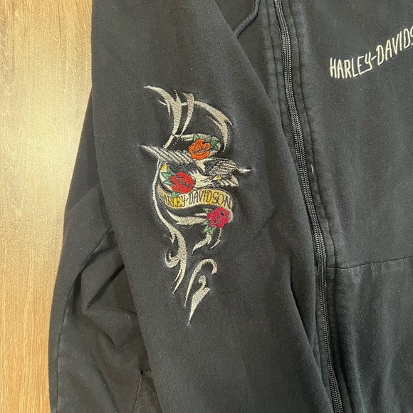 Harley Davidson VINTAGE 2007 Zip Up Grunge Goth Punk Skater Motorcycle Jacket - Picture 5 of 10